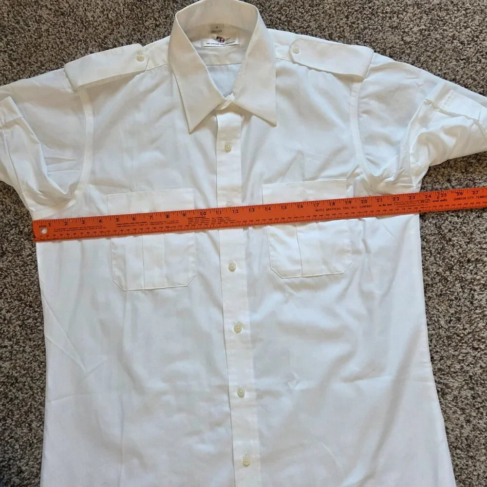 Murphy & Hartelius White Pilot Uniform Shirt Size 17  Cotton Blend Pockets